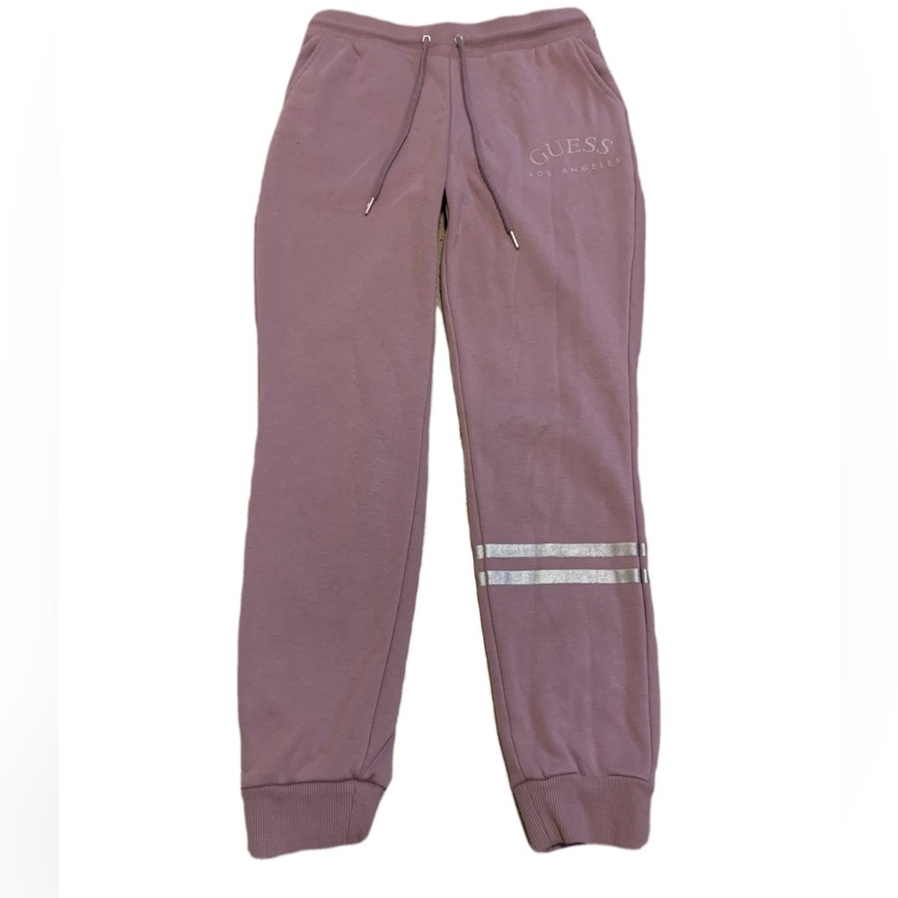 GUESS Los Angeles Mauve Joggers with Metallic Stripes - Size XS